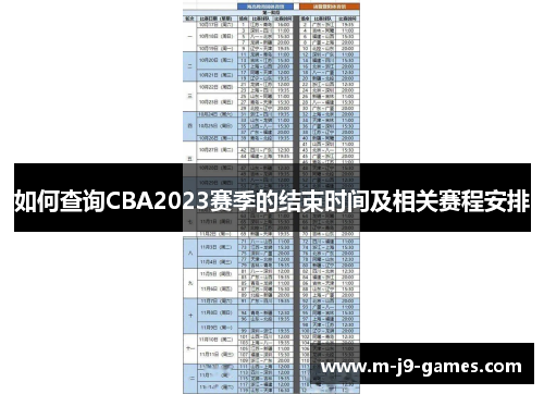 如何查询CBA2023赛季的结束时间及相关赛程安排 如何查询CBA2023赛季的结束时间及相关赛程安排