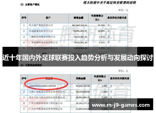 近十年国内外足球联赛投入趋势分析与发展动向探讨